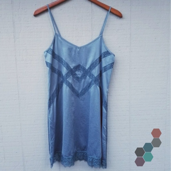 Anthropologie Other - E By Eloise Anthro Lace Trim Cross Slip Blue XS